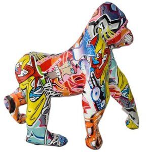 Graffiti Abstract Painted Gorilla Art Statue (Handmade)